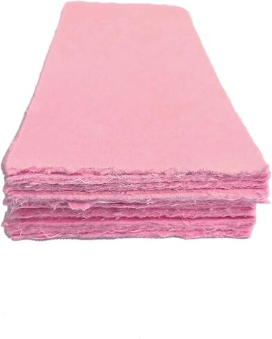 Deckle Papers® Blank Wedding Invitation Card Stock, Baby Shower Card Stock Handmade Cotton Paper, Wedding Paper, Calligraphy Paper, Rag Paper 150gsm Blank Card Stock -3x9" (Pack of 100) (Pink) in Saudi Arabia