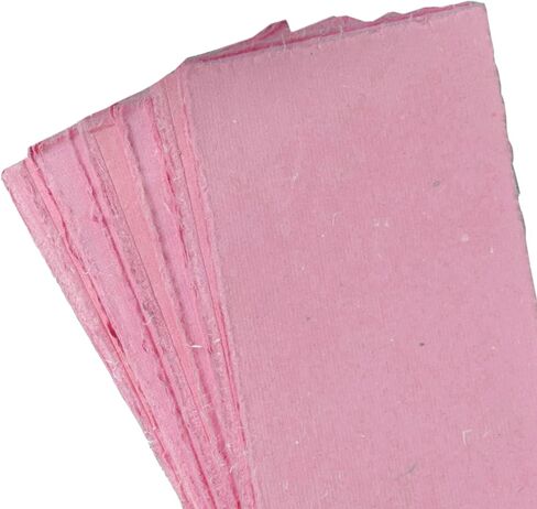 Deckle Papers® Blank Wedding Invitation Card Stock, Baby Shower Card Stock Handmade Cotton Paper, Wedding Paper, Calligraphy Paper, Rag Paper 150gsm Blank Card Stock -3x9" (Pack of 100) (Pink) in Saudi Arabia