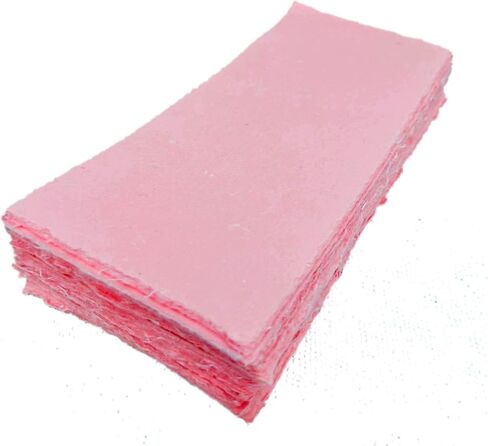 Deckle Papers® Blank Wedding Invitation Card Stock, Baby Shower Card Stock Handmade Cotton Paper, Wedding Paper, Calligraphy Paper, Rag Paper 150gsm Blank Card Stock -3x9" (Pack of 100) (Pink) in Saudi Arabia