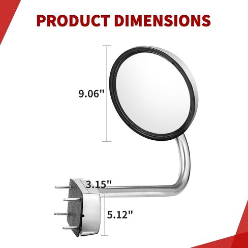 YITAMOTOR Hood Mirror Right Passenger Side Mirror Compatible with Kenworth T680 Peterbilt 579 587 Manual Adjustable Chrome Replacement Stainless steel in Kuwait