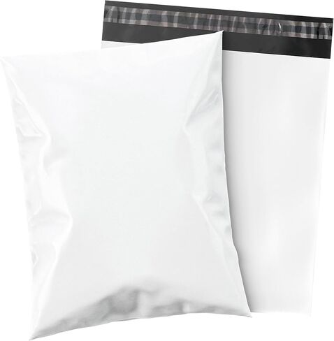 Shop4Mailers 14.5 x 19 Glossy White Plastic Self Seal Poly Mailer Flat Bags Waterproof Shipping Envelope 2 Mil for Apparel, Clothes, Shirts, Books – Permanent Adhesive Seal (100 Pack) in Kuwait