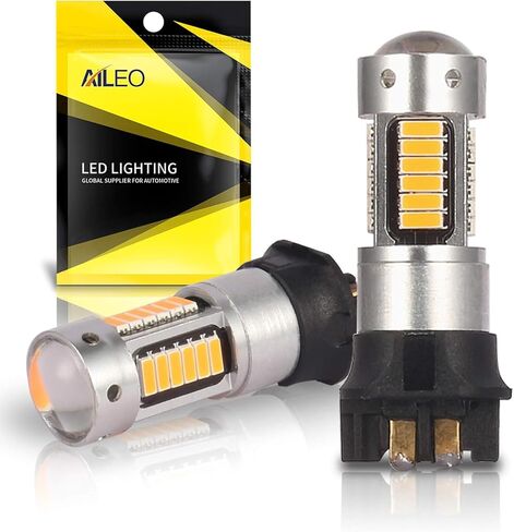 AILEO PWY24W PW24W مصابيح LED ساطعة كهرمانية صفراء برتقالية ساطعة للغاية 30-SMD 4014 أضواء إشارة الانعطاف أضواء النهار الجري DRL لمبات بديلة، حزمة من 2 in Saudi Arabia