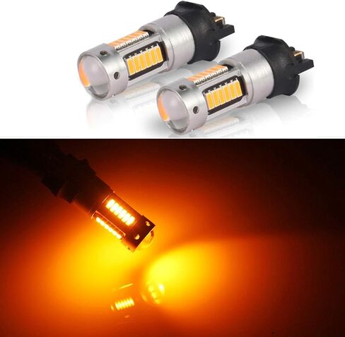 AILEO PWY24W PW24W مصابيح LED ساطعة كهرمانية صفراء برتقالية ساطعة للغاية 30-SMD 4014 أضواء إشارة الانعطاف أضواء النهار الجري DRL لمبات بديلة، حزمة من 2 in Saudi Arabia