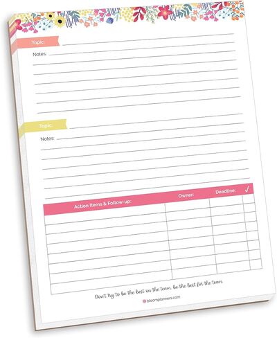 bloom daily planners Horizontal Weekly Tear-Off To Do List Planning Pad - Undated Notepad Organizer & Healthy Habit Tracker - 8.5" x 11" - Floral in Kuwait