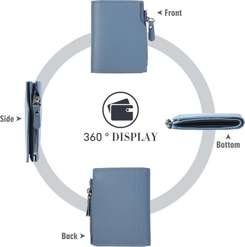 Small Wallet for Women Genuine Leather（Light Blue） in Saudi Arabia