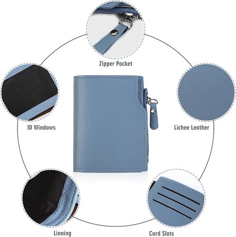 Small Wallet for Women Genuine Leather（Light Blue） in Saudi Arabia