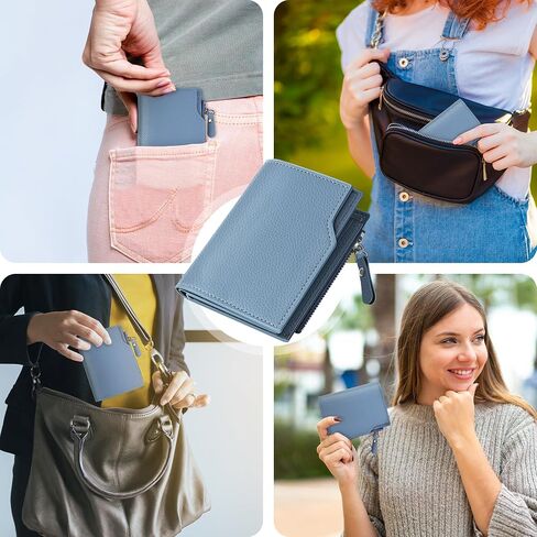 Small Wallet for Women Genuine Leather（Light Blue） in Saudi Arabia