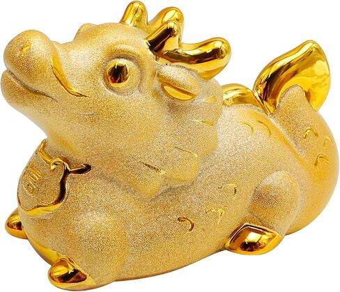 Golden Dragon Money Bank, Cute Money Box, Family Money Holder, Dragon Money Storage, Dragon Ceramic Statue Money Bank for Children, Chinese Decorations, Home Decorations in Saudi Arabia
