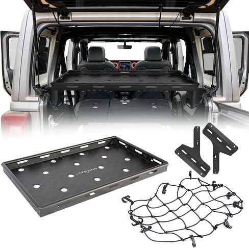 Rear Trunk Cargo Rack Basket Tray Interior Storage Luggage Carrier Compatible with 2018-2024 Jeep Wrangler JL 4-Door Hardtop & Sky One-Touch Power Top in Saudi Arabia