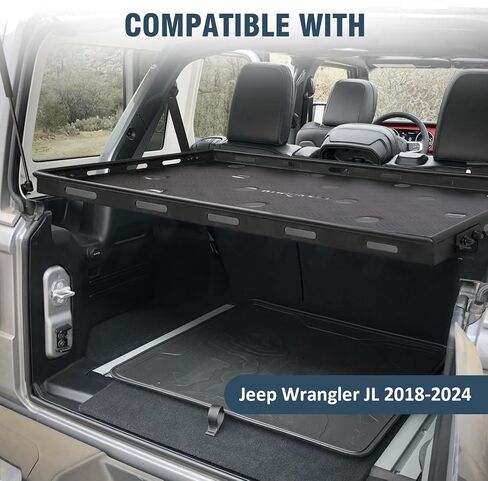 Rear Trunk Cargo Rack Basket Tray Interior Storage Luggage Carrier Compatible with 2018-2024 Jeep Wrangler JL 4-Door Hardtop & Sky One-Touch Power Top in Saudi Arabia