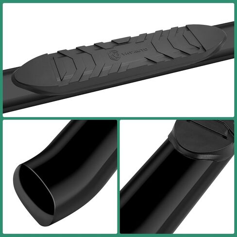 YHTAUTO 5 Inch Running Boards Side Steps Compatible with Chevy Silverado & GMC Sierra 1500/2500 HD/3500 HD 2001-2014, Crew Cab, Oval Bent Ends Carbon Steel Black Powder, Truck Cab Side Step Rails in Saudi Arabia