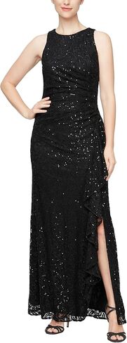 فستان Alex Evenings النسائي بدون أكمام طويل لأم العروس مع كشكشة متتالية وفتحة أمامية، (مقاسات صغيرة وعادية) in Kuwait