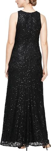 فستان Alex Evenings النسائي بدون أكمام طويل لأم العروس مع كشكشة متتالية وفتحة أمامية، (مقاسات صغيرة وعادية) in Kuwait