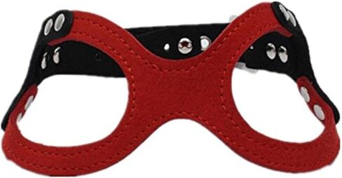 Dogs Kingdom Classic Leather Belt Dog Harness Dog Eyeglass Chest Strap Double-Sided Ultra-Fiber Material Red S in Kuwait
