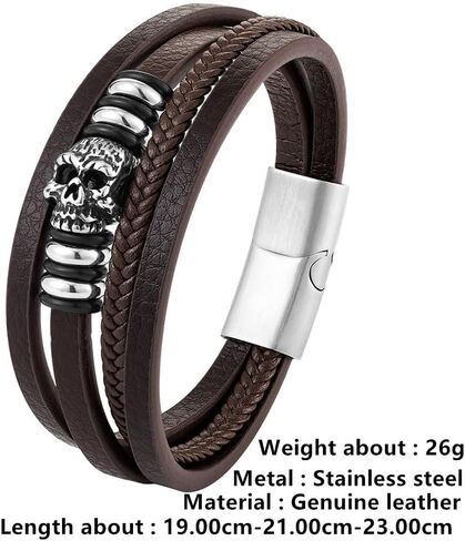 Skull Skeleton Bracelet Leather Bracelet for Men Bracelet for Men Bracelets Stainless Steel in Saudi Arabia