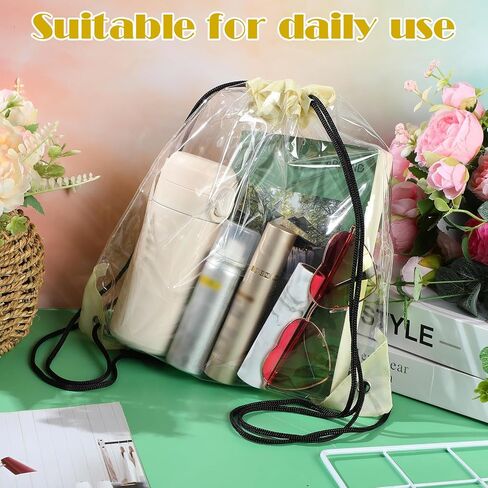 Shappy 30 Pieces Clear Drawstring Backpack, Plastic Waterproof Transparent Stadium Bags Clear String Bag for Gym Concert Travel Beach Swimming Sport Workout Stadium Approved in Saudi Arabia