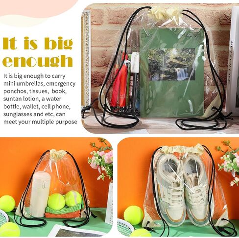 Shappy 30 Pieces Clear Drawstring Backpack, Plastic Waterproof Transparent Stadium Bags Clear String Bag for Gym Concert Travel Beach Swimming Sport Workout Stadium Approved in Saudi Arabia