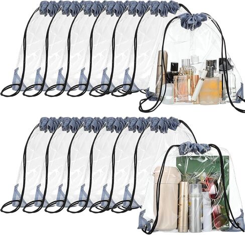 Shappy 30 Pieces Clear Drawstring Backpack, Plastic Waterproof Transparent Stadium Bags Clear String Bag for Gym Concert Travel Beach Swimming Sport Workout Stadium Approved in Saudi Arabia