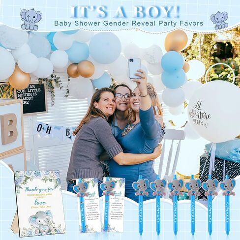 Frienda 50 Set Little Elephant Baby Shower Favors for Guests Include Wooden Sign 50 Baby Ballpoint Pens 50 elephant Thank You Cards with Twist Ties for Gender Reveal Party Baby Shower Return Gifts in Saudi Arabia
