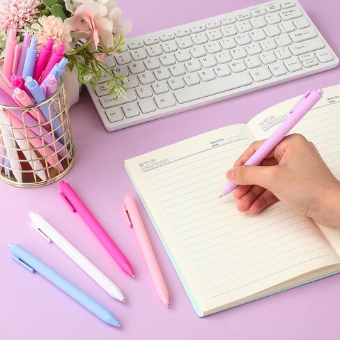 50 Pcs Cute Pretty Pens Bulk 1.0mm Medium Point Colorful Retractable Smooth Writing Ballpoint Pens for Office Home Birthday Party Supplies(Neutral Color) in Saudi Arabia