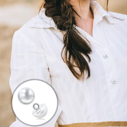 120 pcs 10mm Pearl Buttons with Shank Round Pearl Buttons, Hole White Plastic Pearl Bead Decorative Buttons for Wedding Dress, Skirts, Gloves, Sweaters, Shirts, Hats, Scarves, Headbands Crafts (White) in Saudi Arabia