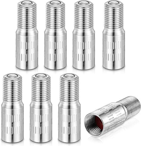 8Pcs Car Valve Stem Extenders, 27mm Tire Valve Extension Screw-On Valve Stem Extenders Adapter Wheel Tire Cap Extension for Car Truck Van Caravan, Silver in Saudi Arabia