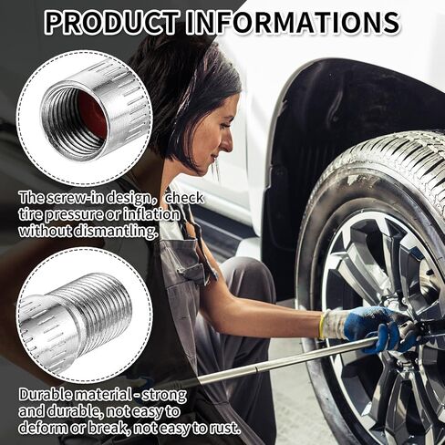 8Pcs Car Valve Stem Extenders, 27mm Tire Valve Extension Screw-On Valve Stem Extenders Adapter Wheel Tire Cap Extension for Car Truck Van Caravan, Silver in Saudi Arabia