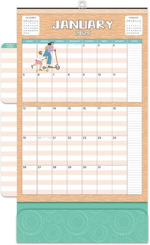 2025 Calendar - Mom Calendar 2025, Magnetic Calendar for Refrigerator, Jan.2025 - Dec.2025, 11.81"x12.38", Family Calendar 2025, Fold-out Wings, Large Pocket, Hanging Hook in Saudi Arabia