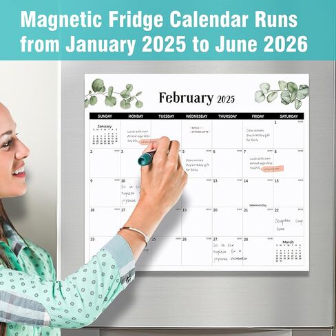 تقويم الثلاجة المغناطيسي 2025-2026، تقويم الثلاجة 18 شهرًا 11.4 بوصة × 13 بوصة يعمل من يناير 2025 إلى يونيو 2026 تقويم مغناطيسي للثلاجة للتخطيط والتنظيم الشخصي in Saudi Arabia