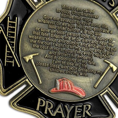 Firefighter Challenge Coin Gift Thin Red Line Maltese Cross Fireman Prayer Coin in Kuwait