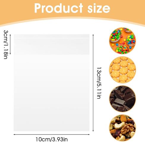 KALIONE 200 Pcs Clear Bags Self Adhesive Cookie Bags Gift Giving Bags 4x4 Self Sealing Cookie Bags Seal Plastic Party Favor Bags Resealable Food Saver Bags Square Packaging Treat Bags in Saudi Arabia