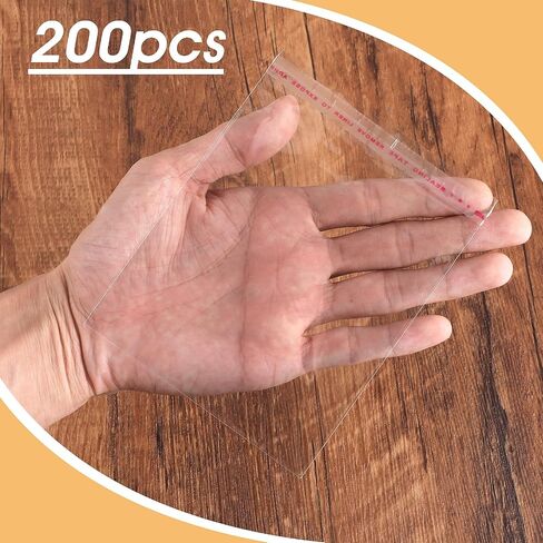KALIONE 200 Pcs Clear Bags Self Adhesive Cookie Bags Gift Giving Bags 4x4 Self Sealing Cookie Bags Seal Plastic Party Favor Bags Resealable Food Saver Bags Square Packaging Treat Bags in Saudi Arabia