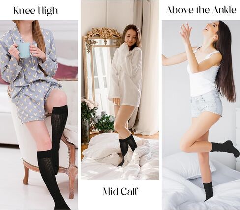 2Pairs Soft Slouch Socks for Women, Cozy Crew Scrunch Socks Cute Frilly Socks, Spring Winter Long Boot Socks for Women Girls (Size 6-12)(Black/Grey) in Saudi Arabia
