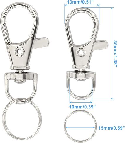 20 Pcs Small Lobster Claw Clasp with 10mm Inside Diameter Key Rings, Metal Swivel Lobster Claw Clasps,Keychain Clip for Key, Charm and Art Crafts(Style1, 10mm Key Ring) in Saudi Arabia
