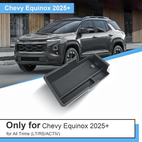 2025 Chevy Equinox Center Console Organizer for Chevy Equinox (LT/RS/ACTIV), Durable ABS Plastic&Anti-slip Rubber 2025 Equinox Armrest Tray Insert 2024 Chevy Equinox Accessories with Black Mats in Saudi Arabia