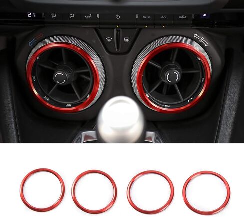 for Camaro Accessories AC Knobs Air Conditioner Outlet Vent Trim for 2016-2020 Chevrolet Camaro, Red Aluminum, 4pcs in Saudi Arabia