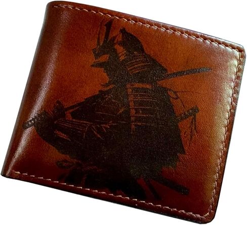 محفظة مصنوعة يدويًا من جلد الساموراي، محفظة فنية لظل المحارب الياباني، هدية جلدية مصنوعة يدويًا لصديقك، هدية للأب والزوج in Kuwait