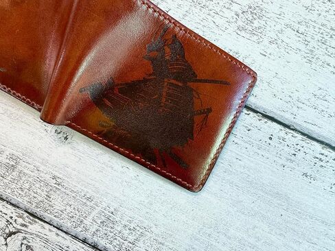 محفظة مصنوعة يدويًا من جلد الساموراي، محفظة فنية لظل المحارب الياباني، هدية جلدية مصنوعة يدويًا لصديقك، هدية للأب والزوج in Kuwait