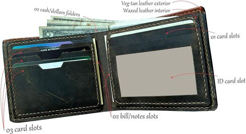 محفظة مصنوعة يدويًا من جلد الساموراي، محفظة فنية لظل المحارب الياباني، هدية جلدية مصنوعة يدويًا لصديقك، هدية للأب والزوج in Kuwait