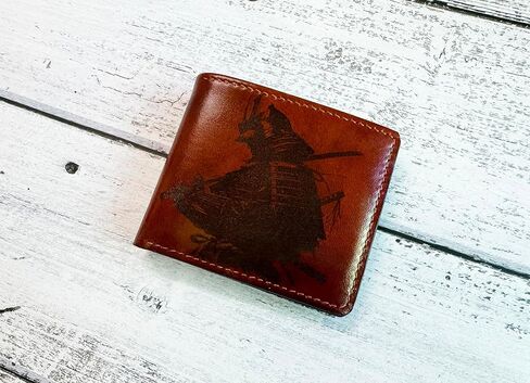 محفظة مصنوعة يدويًا من جلد الساموراي، محفظة فنية لظل المحارب الياباني، هدية جلدية مصنوعة يدويًا لصديقك، هدية للأب والزوج in Kuwait