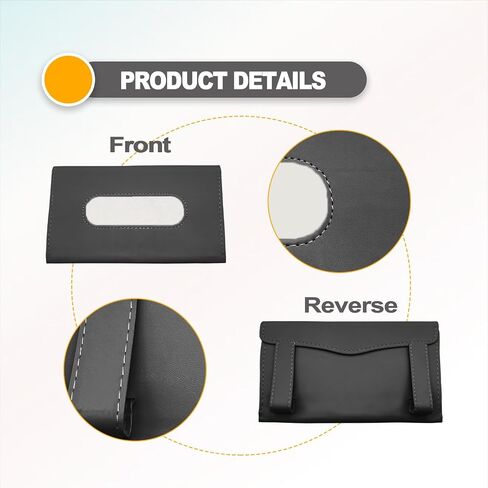 Sun Visor Napkin Holder, Car Tissue Holder,Leather Napkin Cover, Masks Dispenser for Car, Car Disposable Masks Holder, Car Tissue Box with Tissue Refill,(Black) in Kuwait