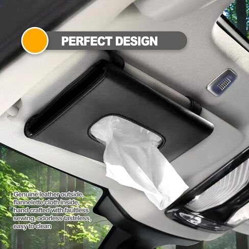 Sun Visor Napkin Holder, Car Tissue Holder,Leather Napkin Cover, Masks Dispenser for Car, Car Disposable Masks Holder, Car Tissue Box with Tissue Refill,(Black) in Kuwait