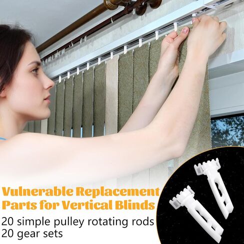 20Pcs Vertical Blind Stem Replacement White Stems for Vertical Window Blind Vertical Window Blind Stem and Gear for Vanes Carrier Vertical Blinds Curtain Accessories in Saudi Arabia
