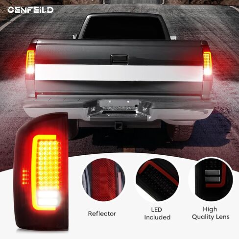 مجموعة مصابيح LED الخلفية تناسب دودج رام 1500 بيك اب 2007-2008، لرام 2500/3500 2007-2009 [نوع هالوجين المصنع]، عدسة شفافة LED أنبوب خلفي لمصباح الفرامل الخلفي in Kuwait