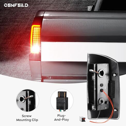 مجموعة مصابيح LED الخلفية تناسب دودج رام 1500 بيك اب 2007-2008، لرام 2500/3500 2007-2009 [نوع هالوجين المصنع]، عدسة شفافة LED أنبوب خلفي لمصباح الفرامل الخلفي in Kuwait