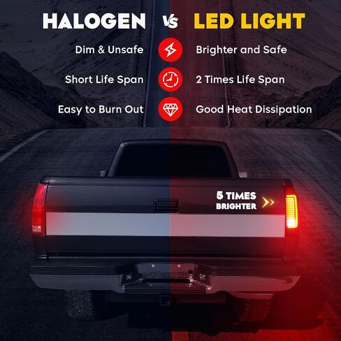 مجموعة مصابيح LED الخلفية تناسب دودج رام 1500 بيك اب 2007-2008، لرام 2500/3500 2007-2009 [نوع هالوجين المصنع]، عدسة شفافة LED أنبوب خلفي لمصباح الفرامل الخلفي in Kuwait