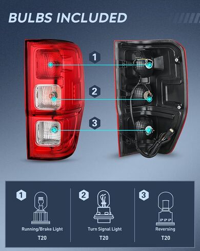 Nilight Taillight Assembly Compatible with Ford Ranger XL 2019 2020 2021 2022 2023 Rear Lamp Replacement OE Style with LED and halogen bulbs Passenger Side in Saudi Arabia