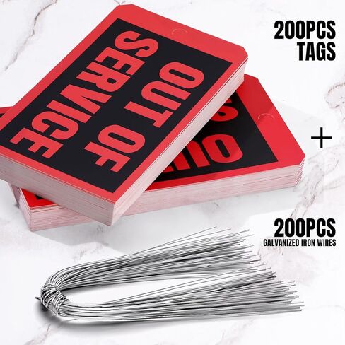 200 قطعة من علامات خارج الخدمة - 6.22 × 3.15 بوصة، علامات إصلاح العلامات الحمراء المطلوبة للصيانة مع أسلاك علامة 12 بوصة متصلة لصيانة فحص معدات الماكينة in Kuwait