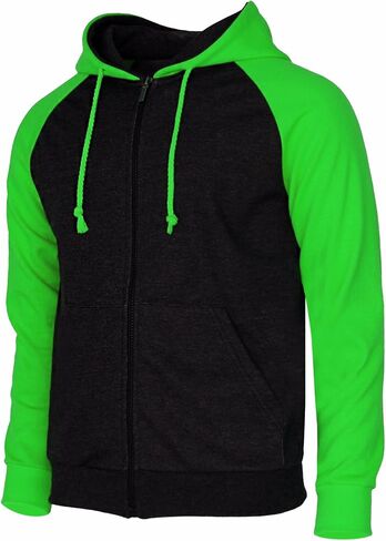 Men's Raglan Long Sleeve Fleece Casuall Full-Zip Up Hoodie Jacket in Saudi Arabia