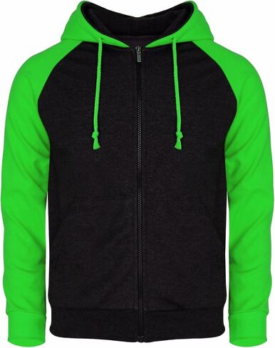 Men's Raglan Long Sleeve Fleece Casuall Full-Zip Up Hoodie Jacket in Saudi Arabia